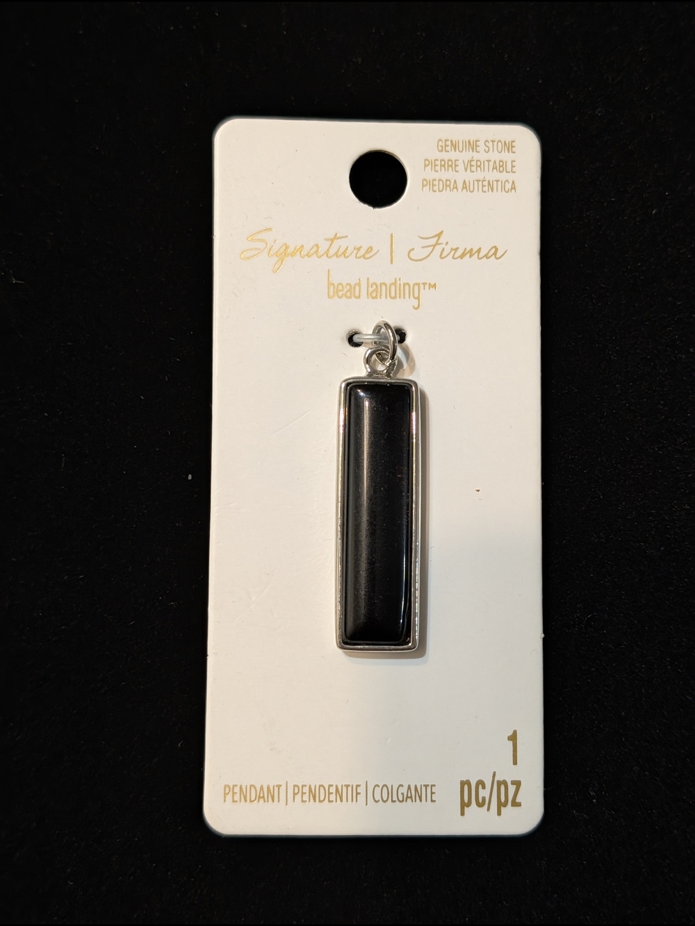 Signature | Firma Bead Landing Black Rectangular Stone Pendant